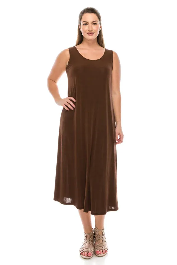 019- Jostar Slinky Sleeveless Long Dress- Brown