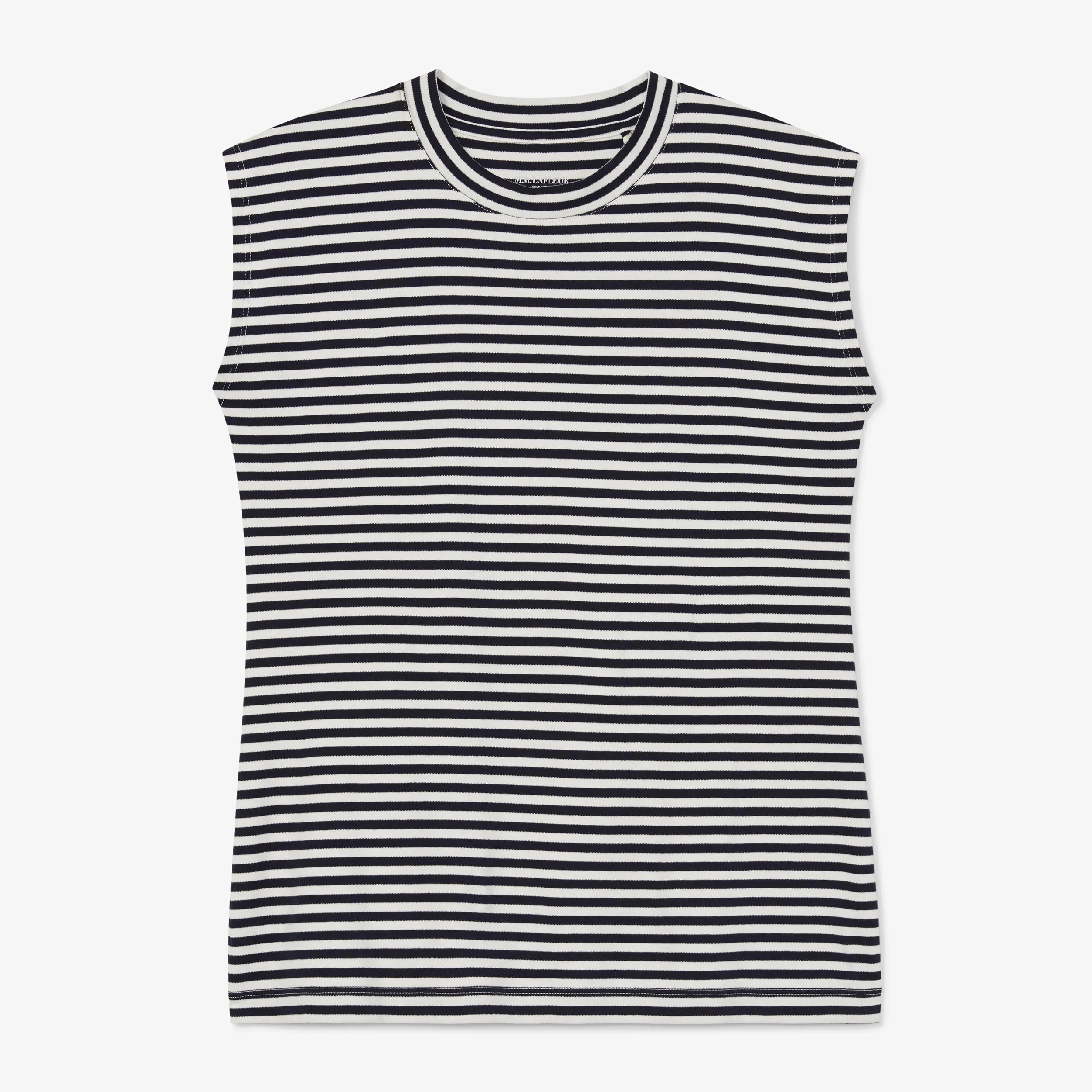 Alina T-Shirt - Striped Pima Cotton :: Navy / Ivory