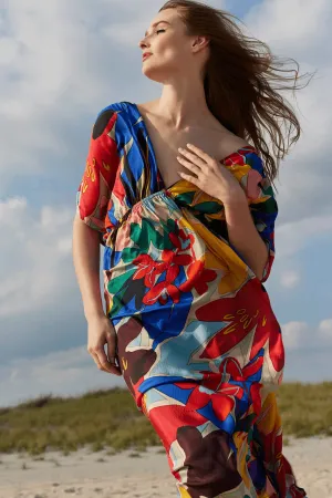 Antibes Printed Obi Silk Dress