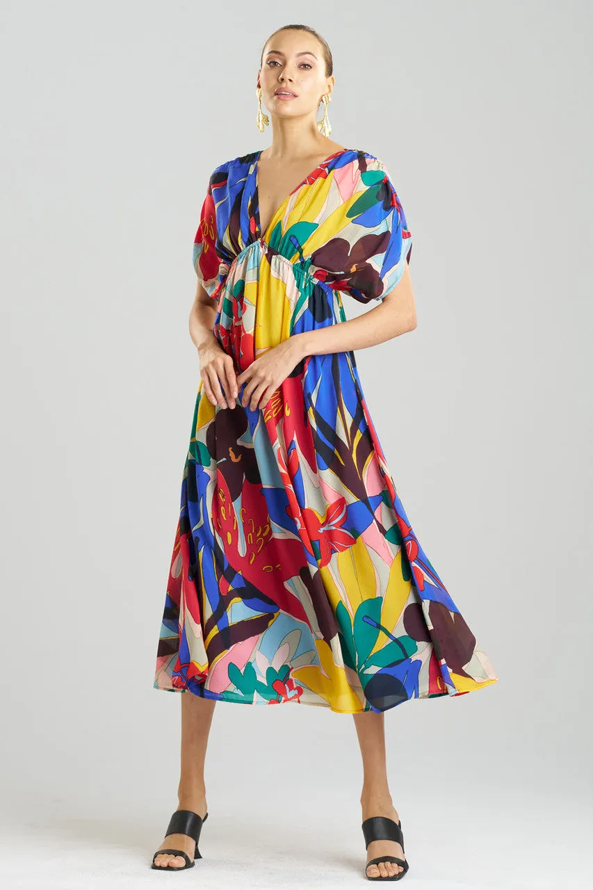 Antibes Printed Obi Silk Dress