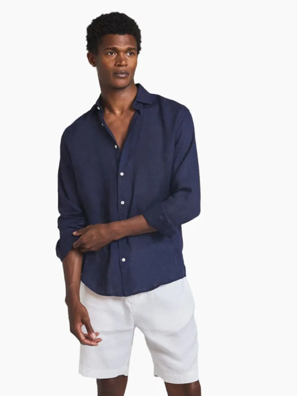 Antonio Midnight Blue Linen Shirt