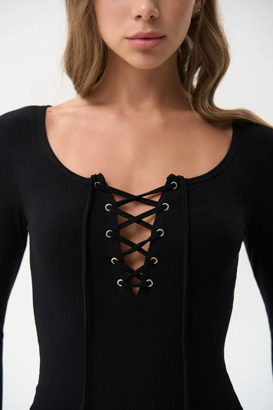 Black Lace-Up Bodysuit