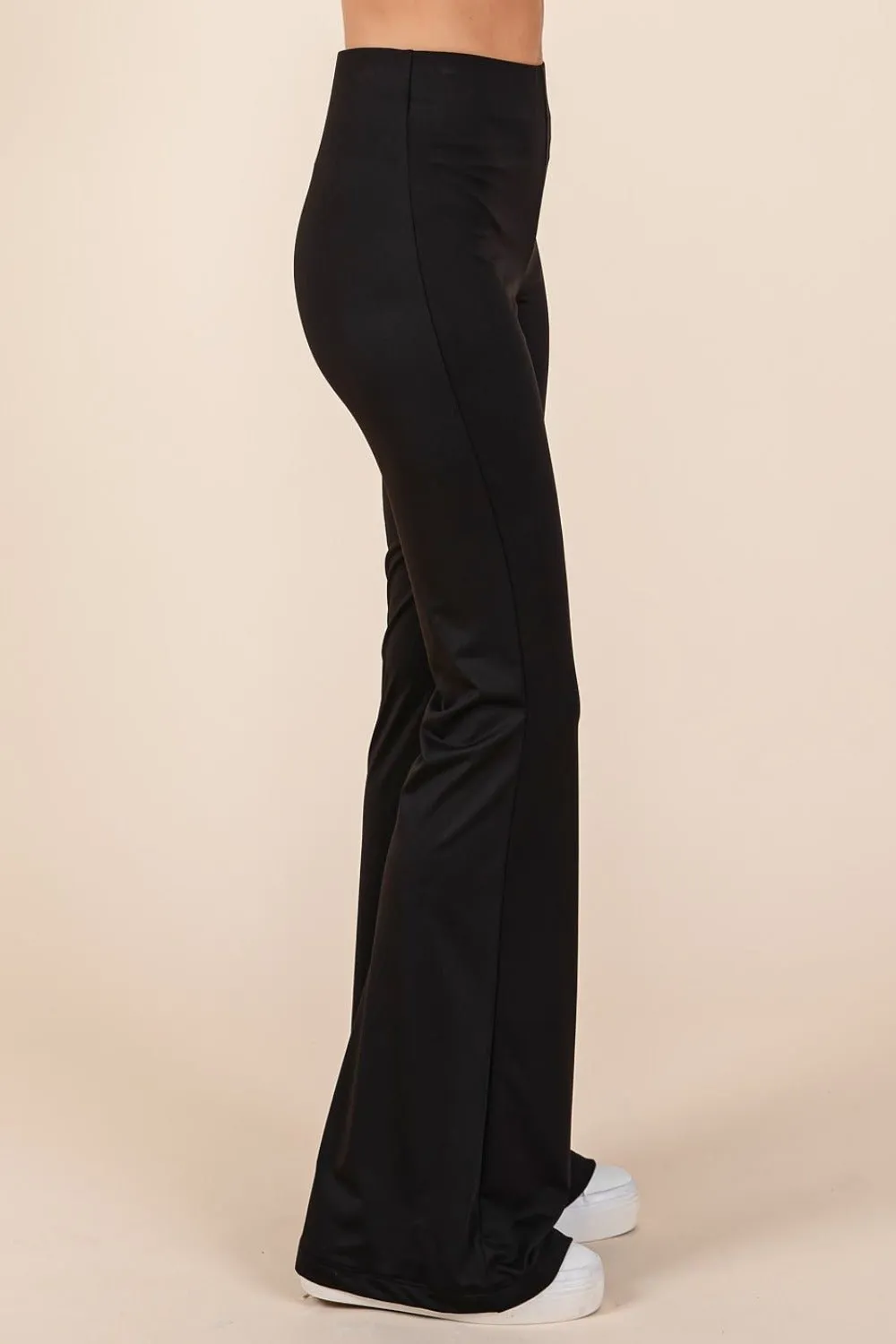 Black Stretchy Soft Elastic Waist Flare Pants