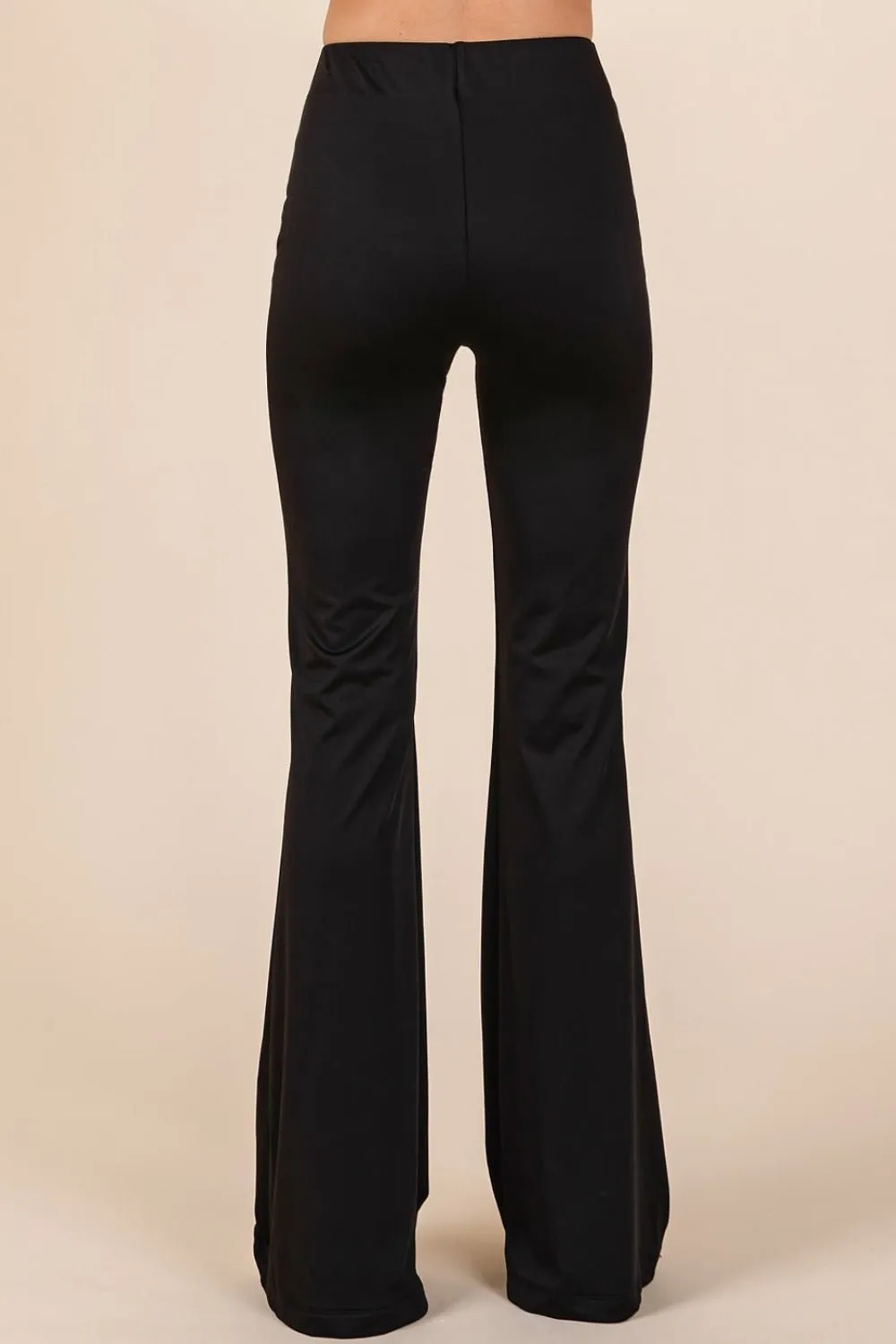 Black Stretchy Soft Elastic Waist Flare Pants