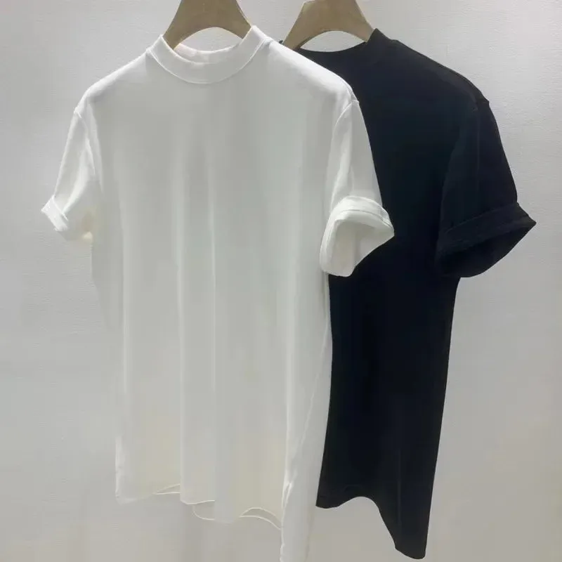 BONSIR   -  Simple Solid Color Tshirt For Men Social Club Outfits Tee Shirt Homme Summer European Men Short Sleeve T-shirt Black White