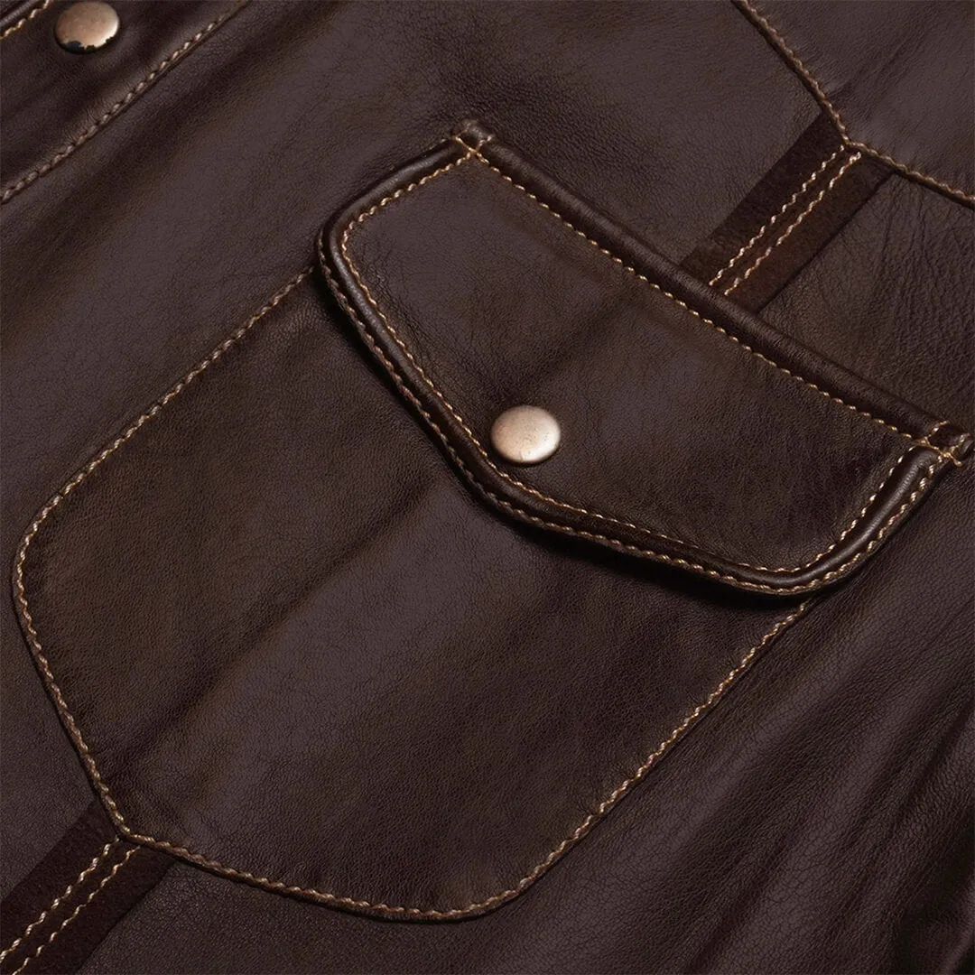 Brad Western Brown Leather Shirt