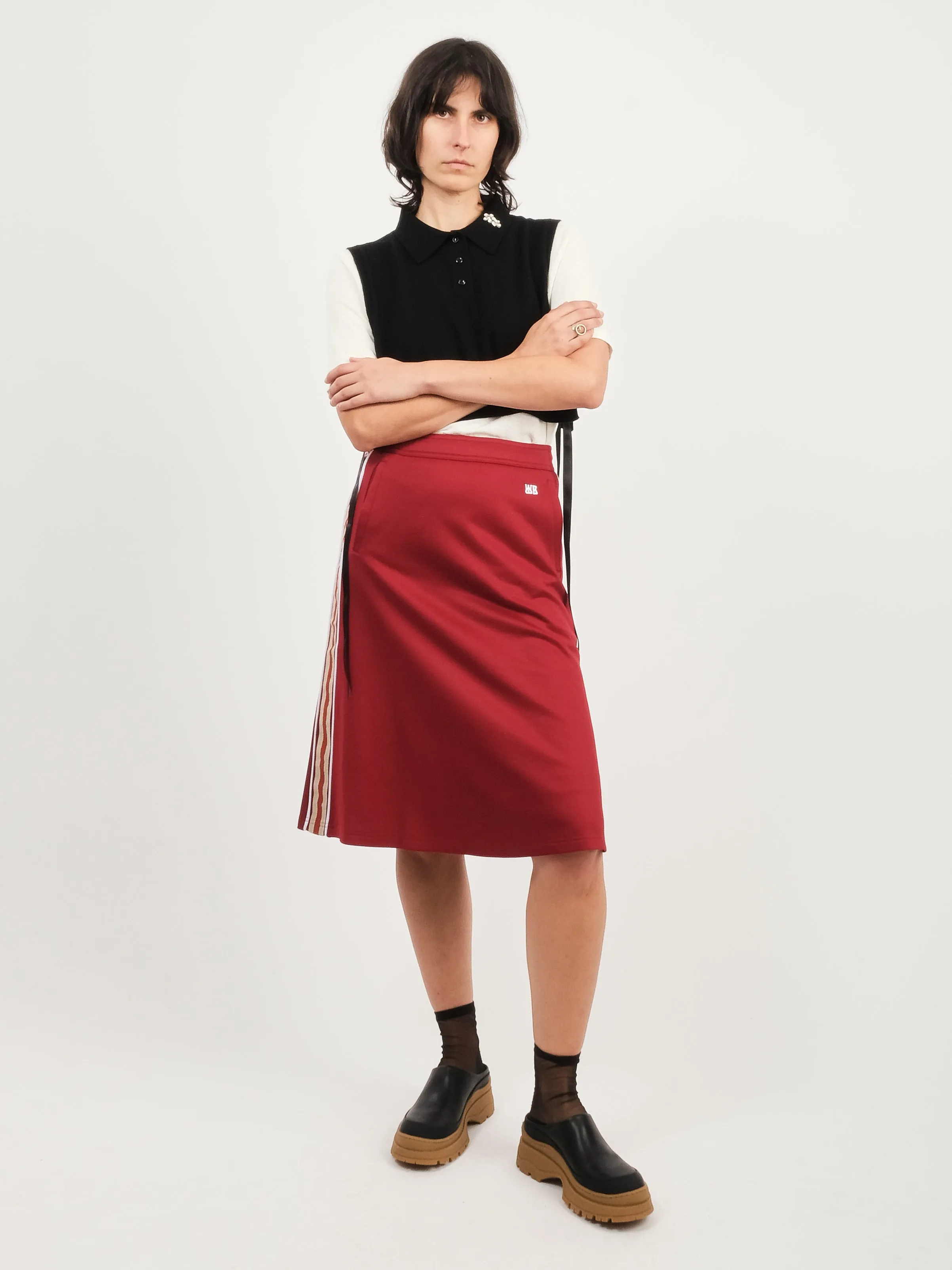 Burgundy Shine Jersey Skirt