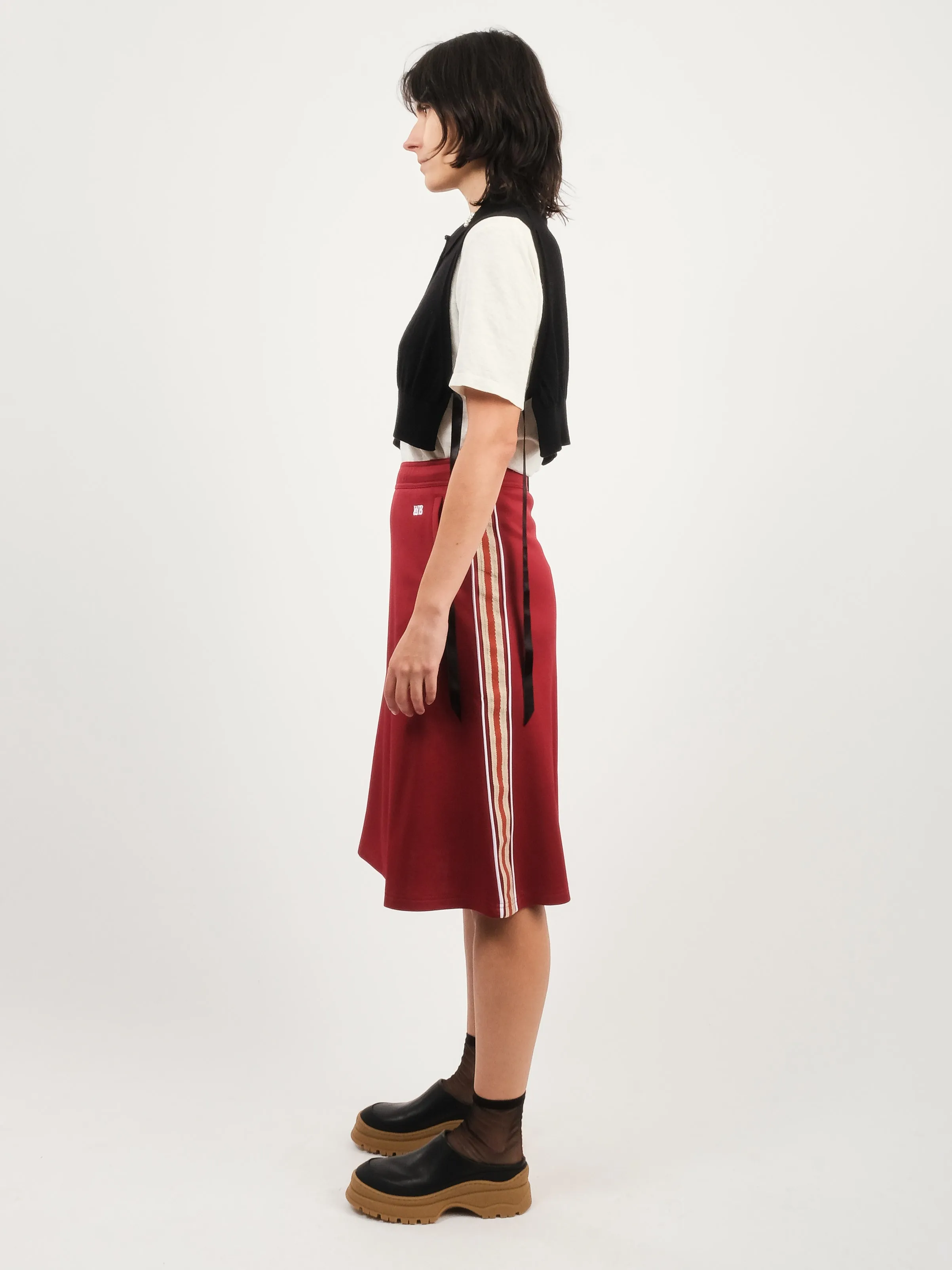 Burgundy Shine Jersey Skirt