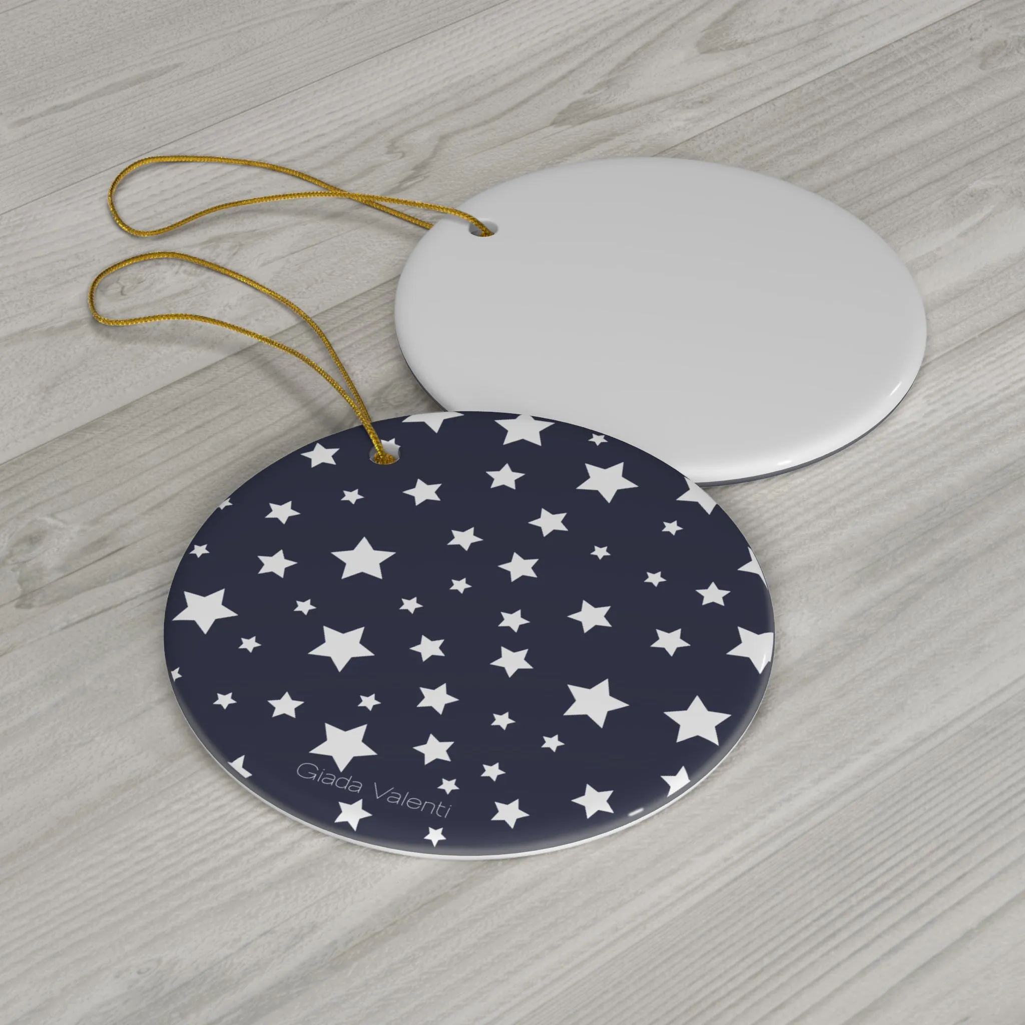 Ceramic Ornament with Italian Design print | Blue with White Stars | Giada Valenti Collection