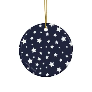 Ceramic Ornament with Italian Design print | Blue with White Stars | Giada Valenti Collection