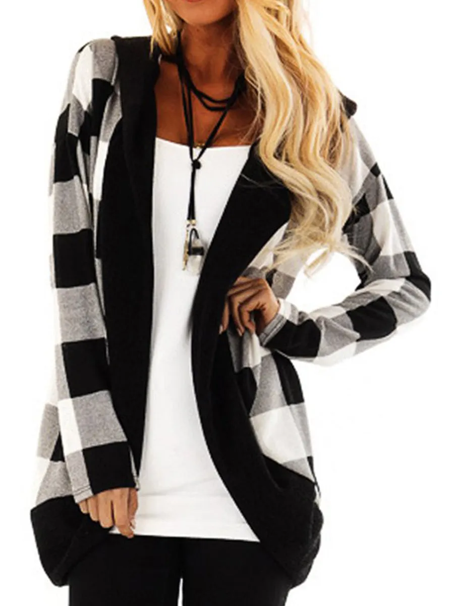 Checkered Fashion Long Sleeve Casual Simple Top