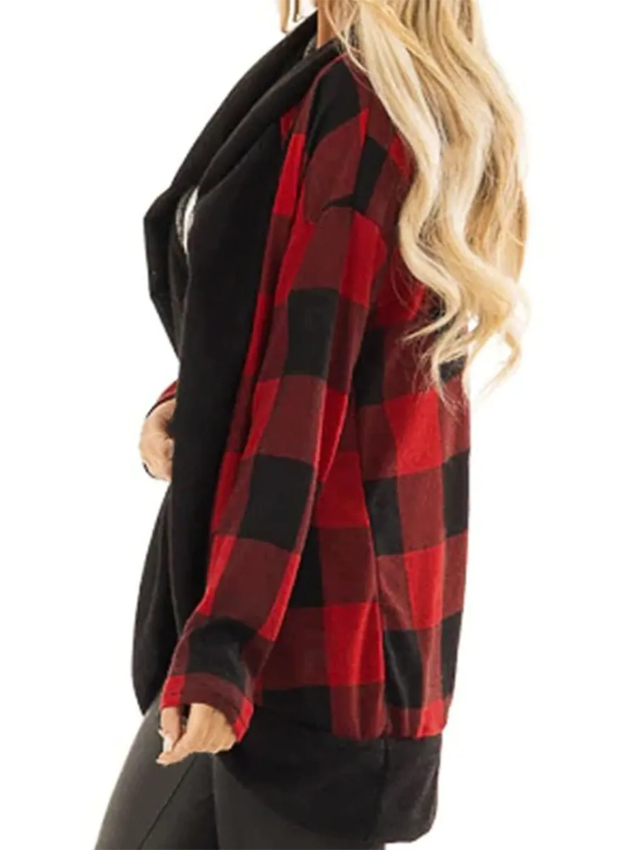 Checkered Fashion Long Sleeve Casual Simple Top