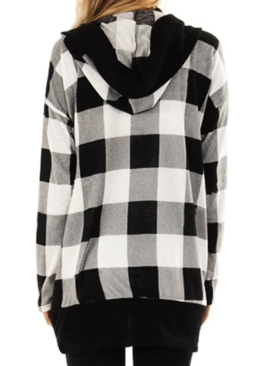 Checkered Fashion Long Sleeve Casual Simple Top