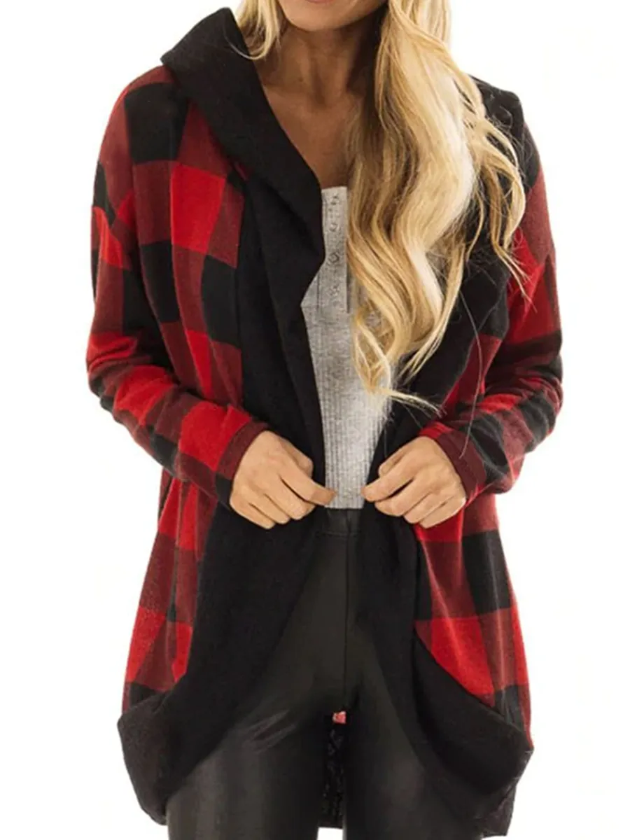 Checkered Fashion Long Sleeve Casual Simple Top