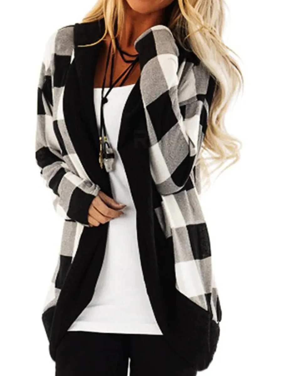 Checkered Fashion Long Sleeve Casual Simple Top