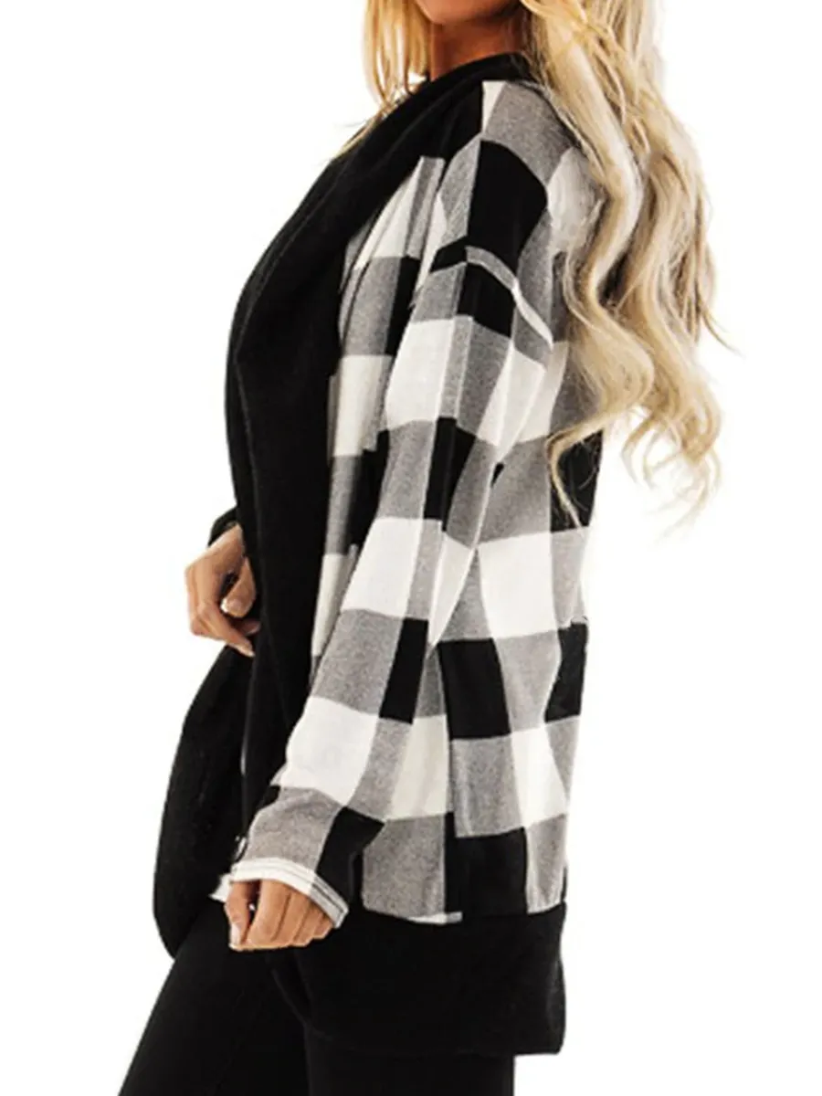 Checkered Fashion Long Sleeve Casual Simple Top