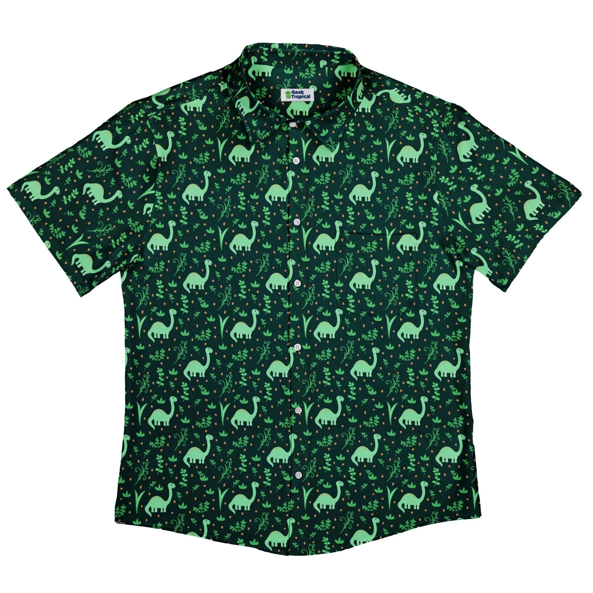 Dino Green Tropics Green Dinosaur Button Up Shirt