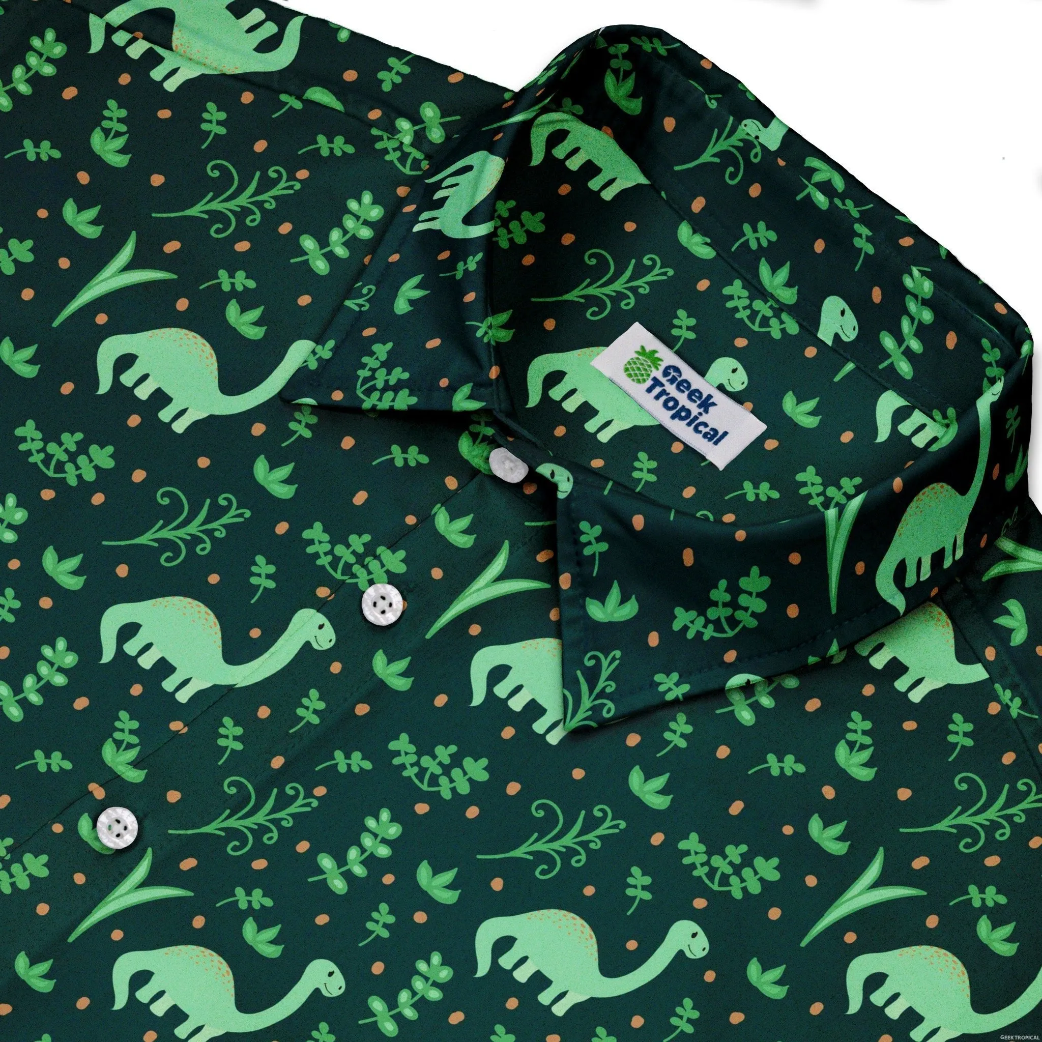 Dino Green Tropics Green Dinosaur Button Up Shirt