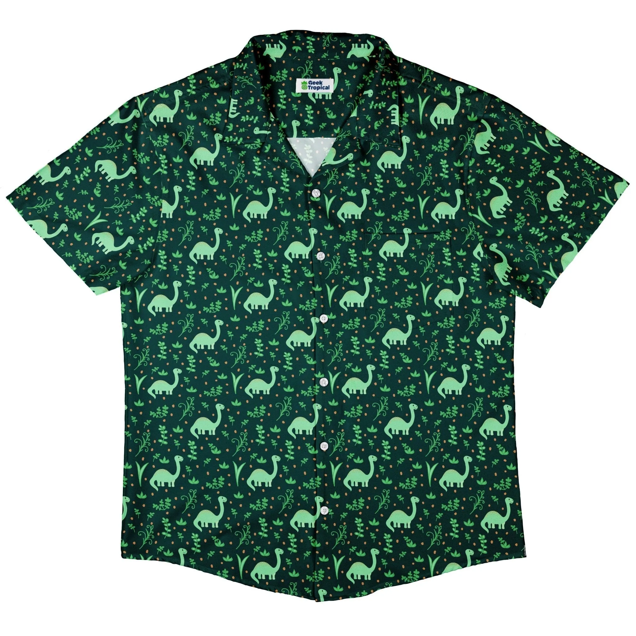 Dino Green Tropics Green Dinosaur Button Up Shirt