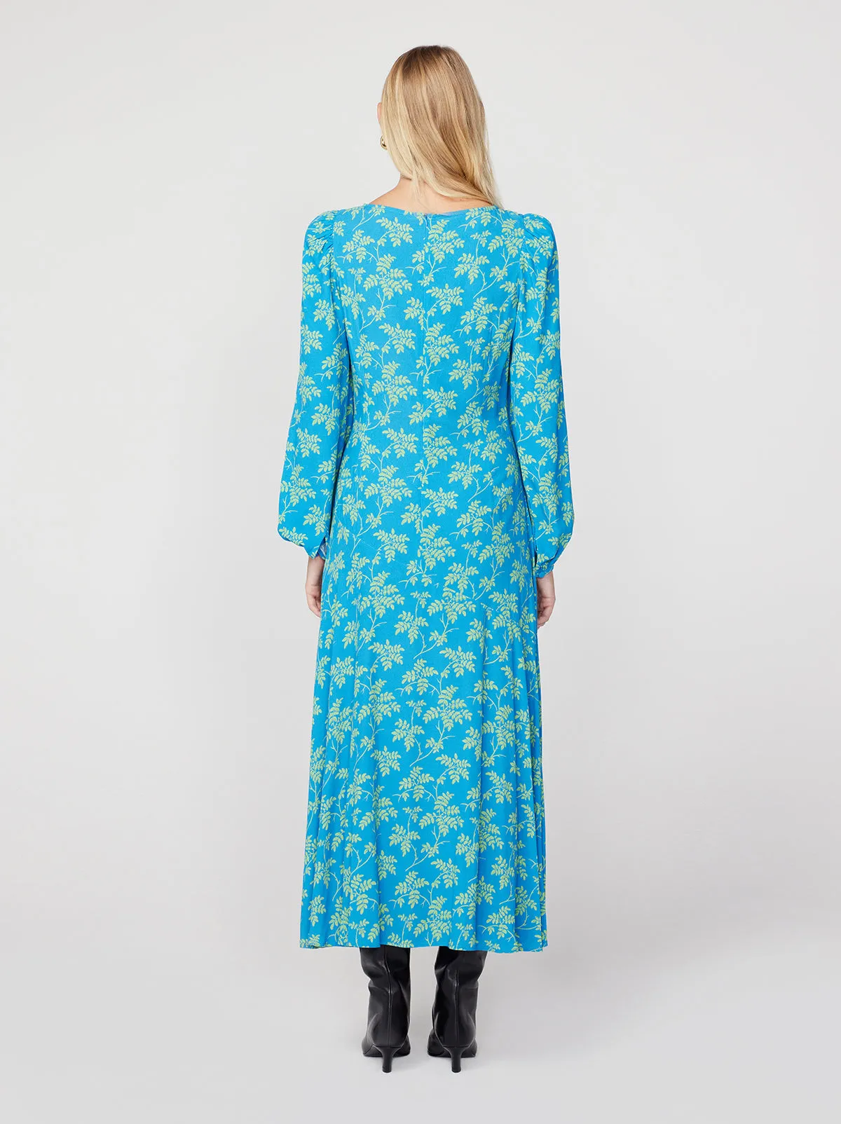 Dorothy Blue Vintage Leaf Print Dress