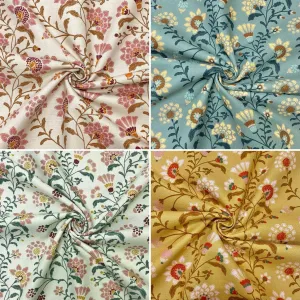 Elegant Floral Scenery Cotton Canvas Fabric