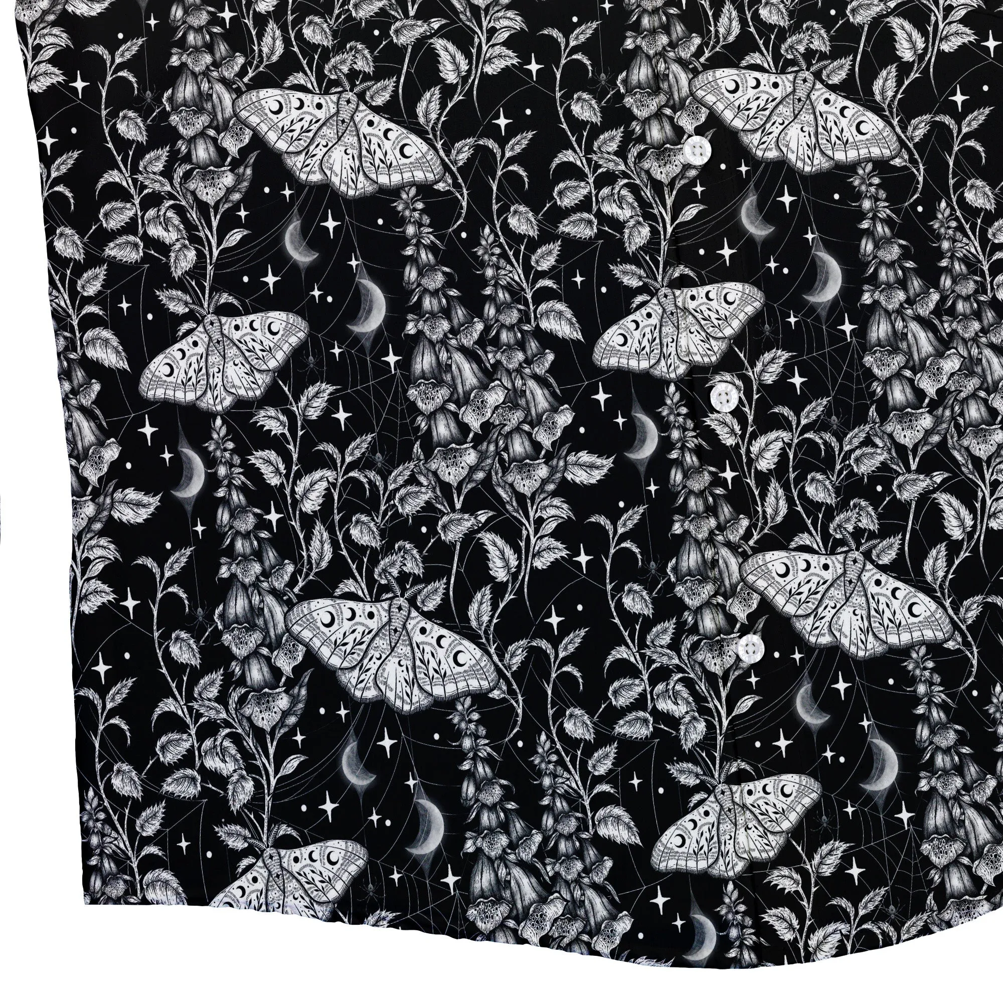 Episodic Moth Black White Night Button Up Shirt