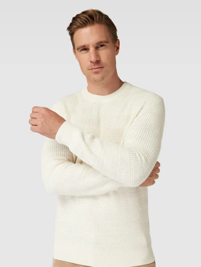 Esprit knitted sweater with striped pattern, milky