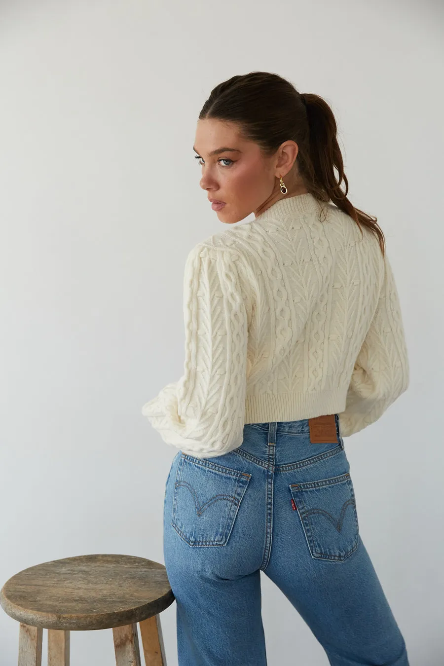 Florence Cable Knit Bow Cardigan