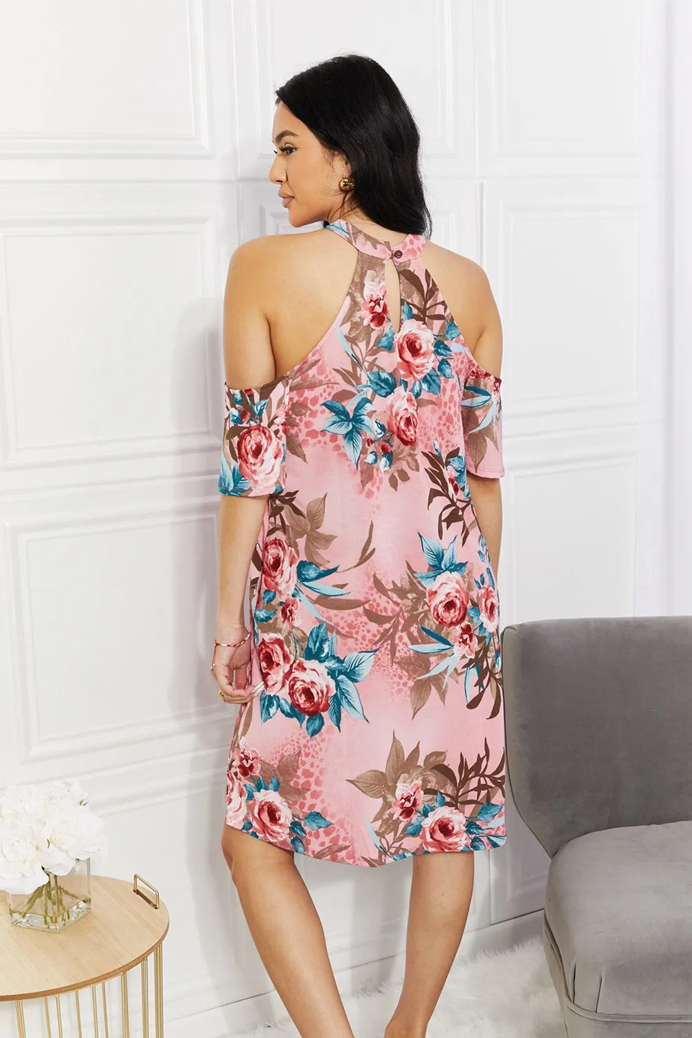 Fresh-Cut Flowers Cold-Shoulder Dress