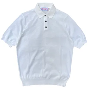 FRESH Extra Fine Crepe Cotton Knitted Polo In White