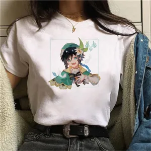 Graphic White Tees Set-2 Genshin Impact (Variants Available)