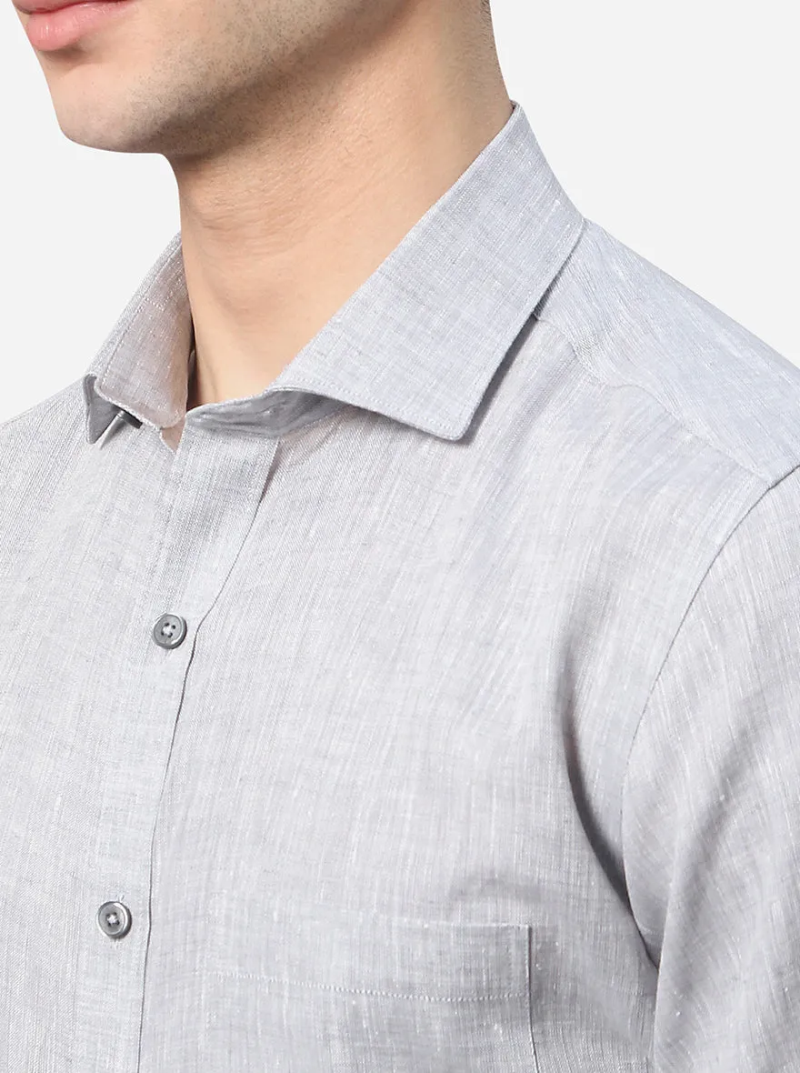 Grey Solid Regular Fit Formal Shirt | JadeBlue