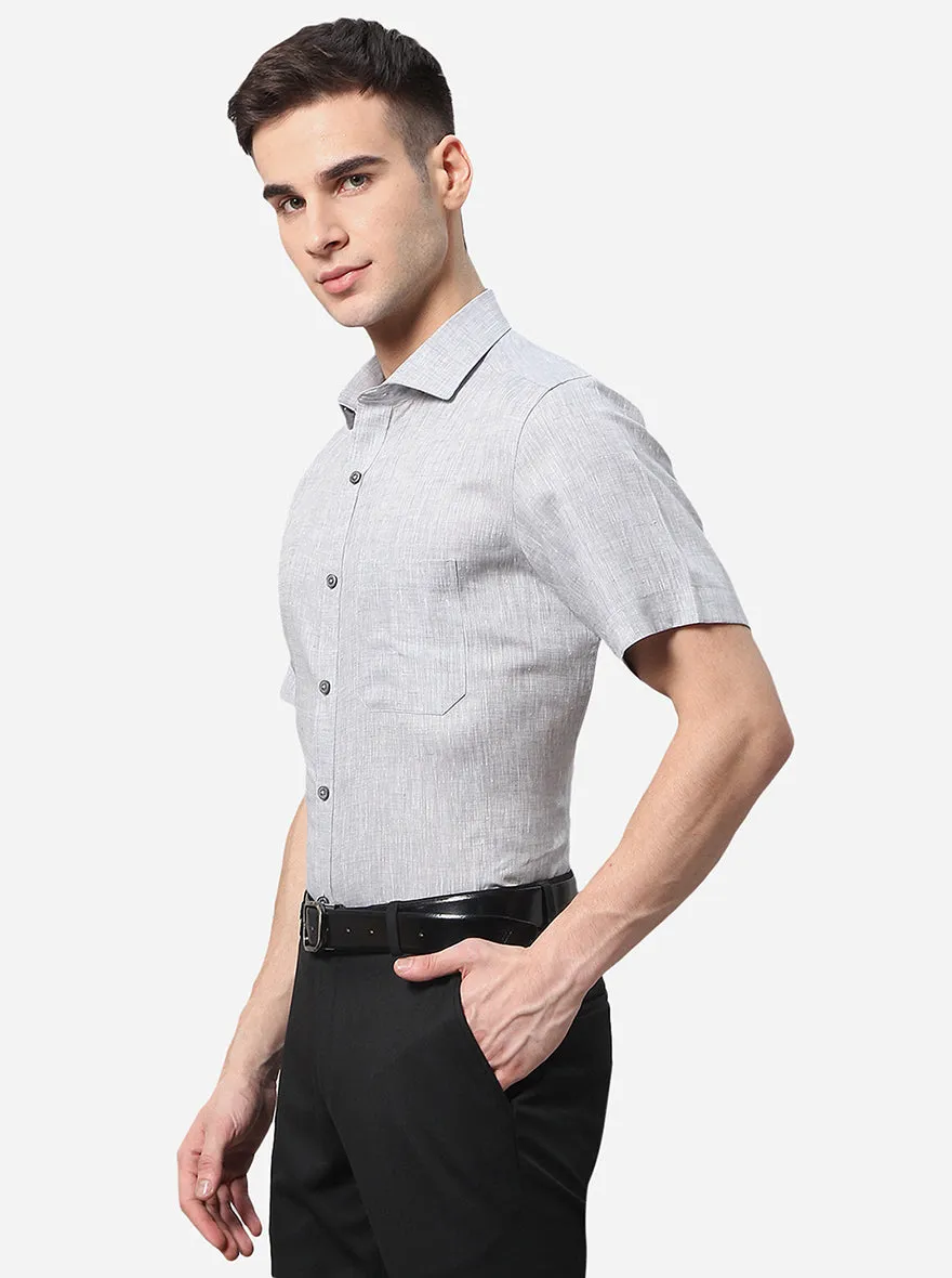 Grey Solid Regular Fit Formal Shirt | JadeBlue