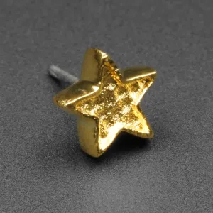 Hammered Star 18k Gold Plated Threadless Top