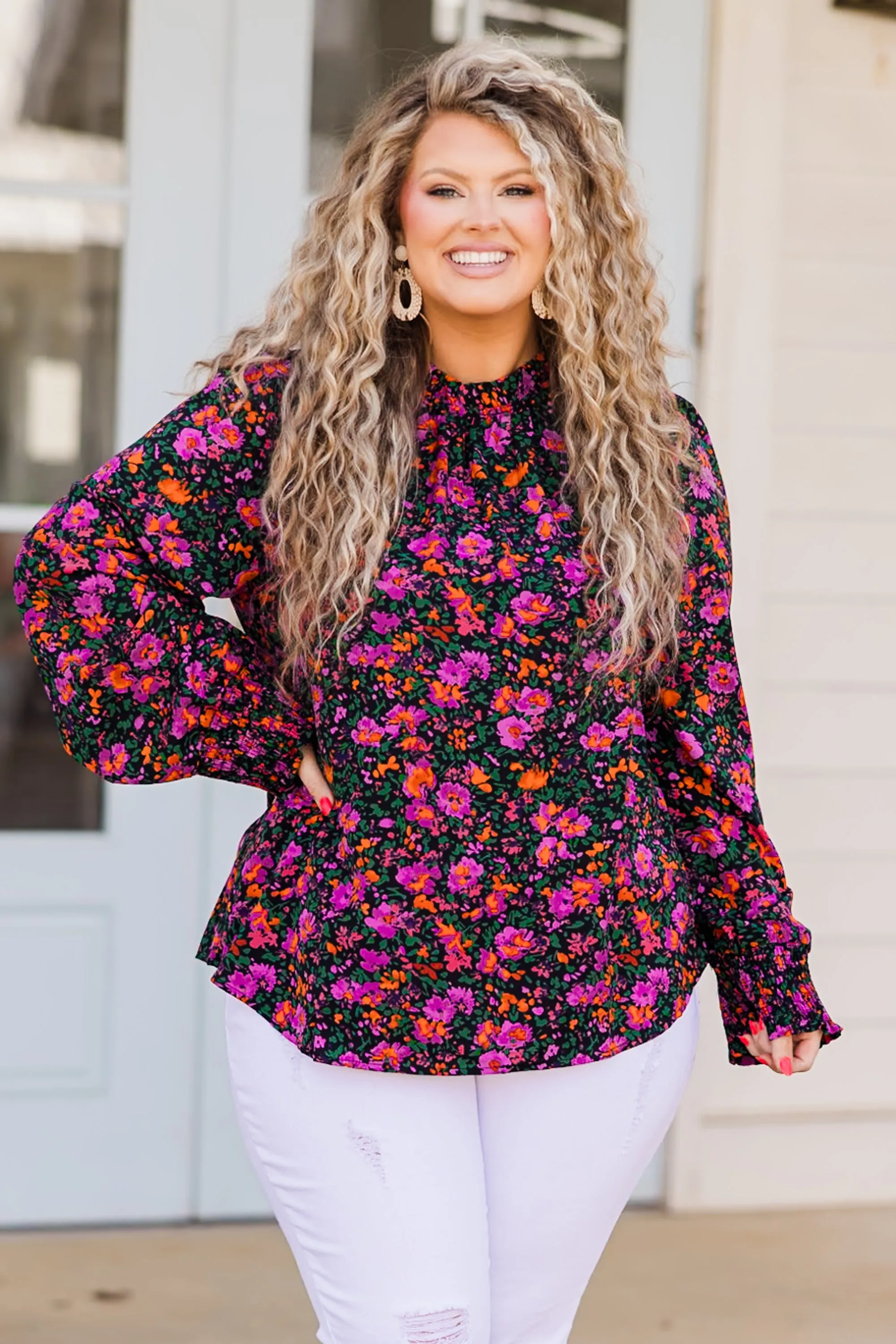 In The Warm Spring Air Top, Purple Floral