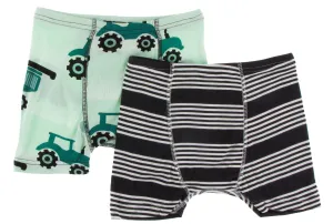 KicKee Pants Pistachio Tractor & Zebra Agriculture Stripe Boxer Brief Set