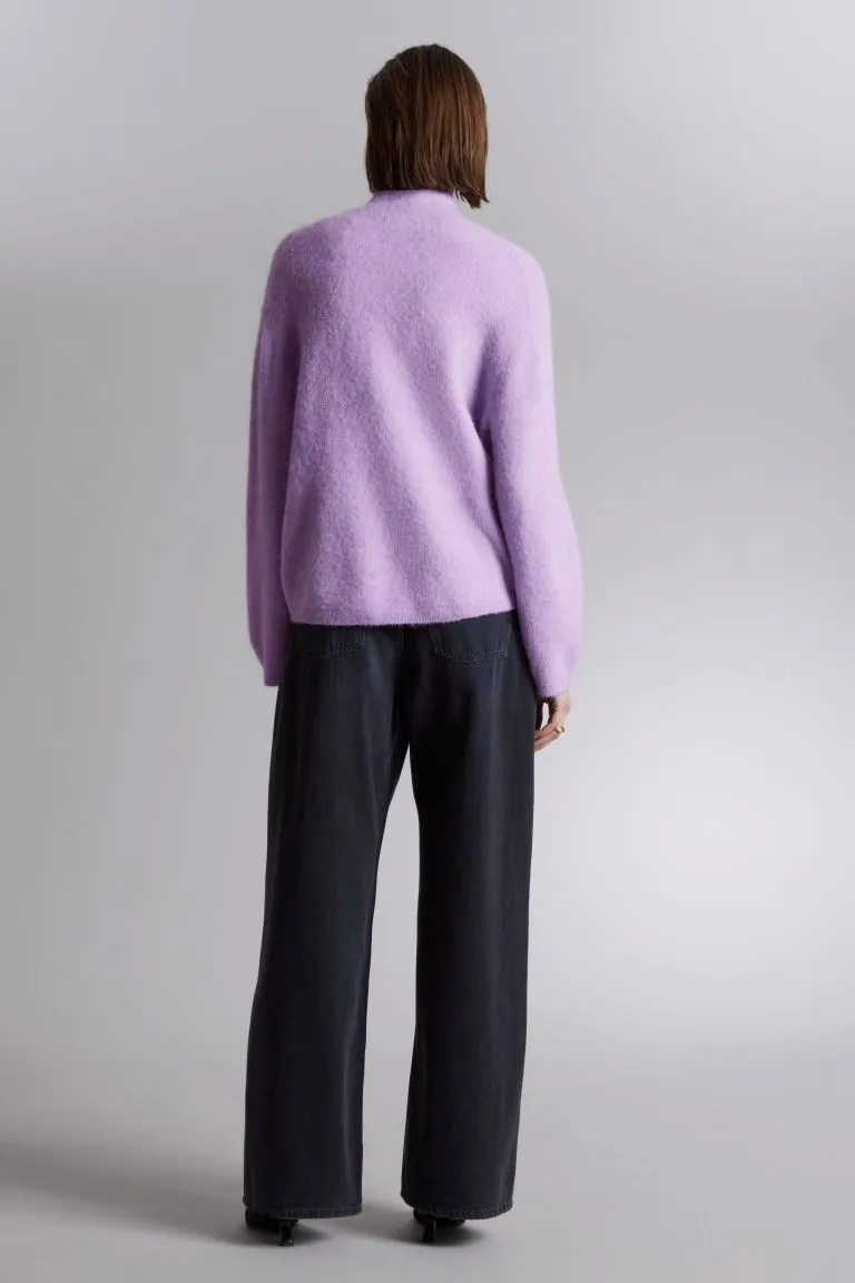 Knitted sweater with stand-up collar H&M, lilac