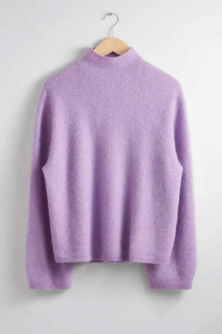 Knitted sweater with stand-up collar H&M, lilac