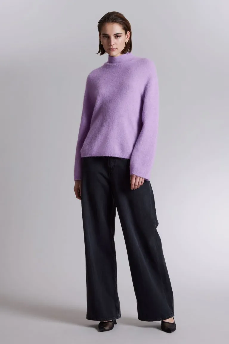 Knitted sweater with stand-up collar H&M, lilac