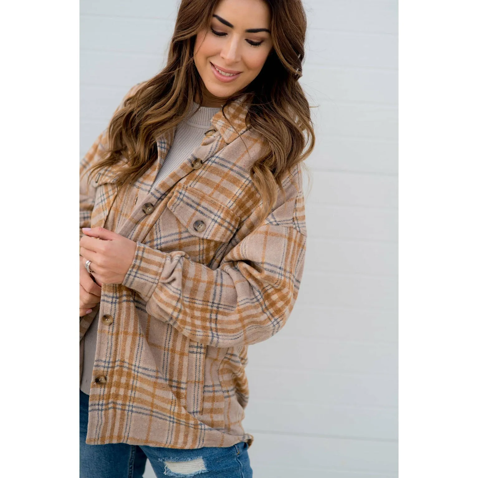 Lazy Days Neutral Toned Plaid Shacket