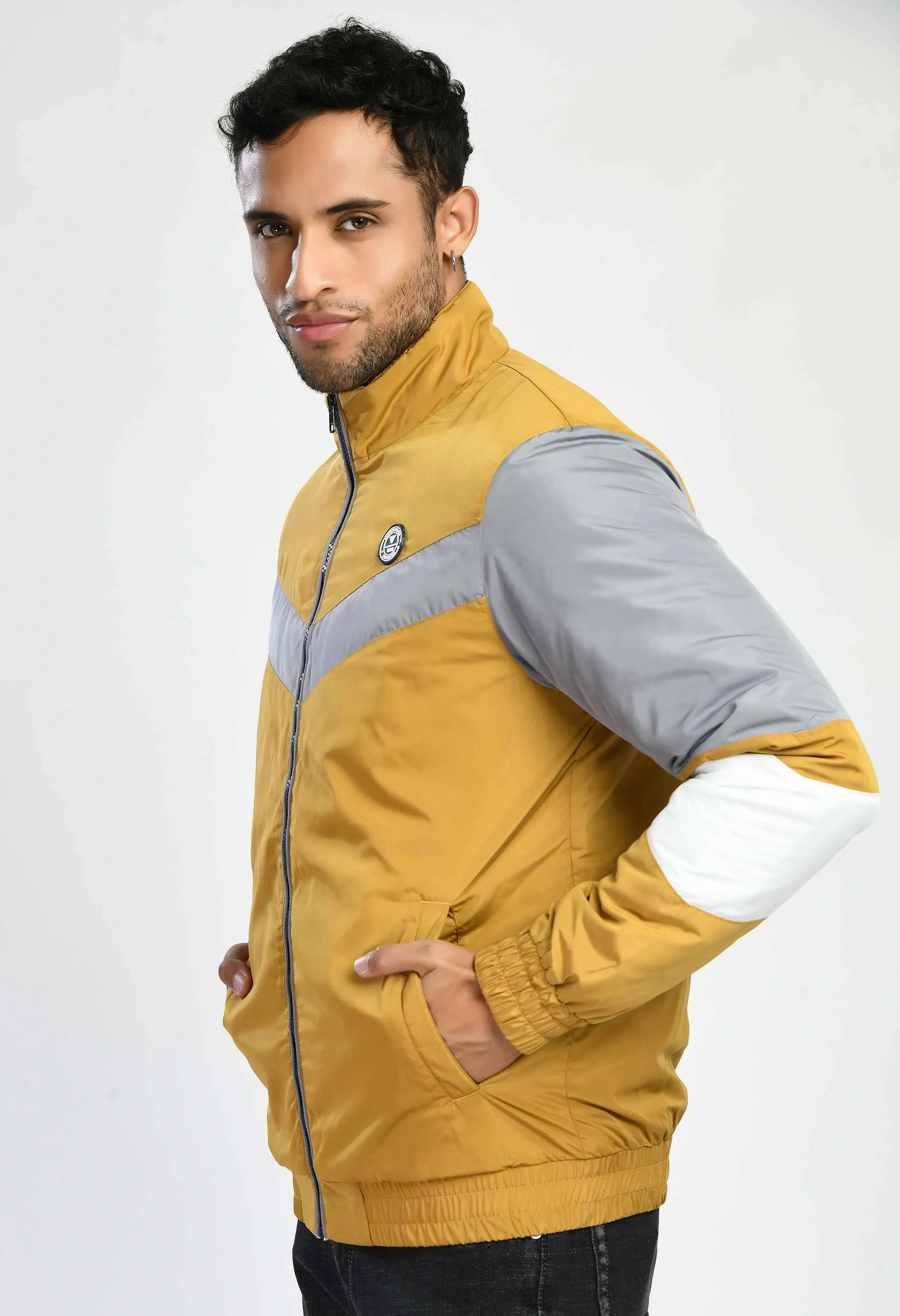 Mustard Quilted Bomber Jacket