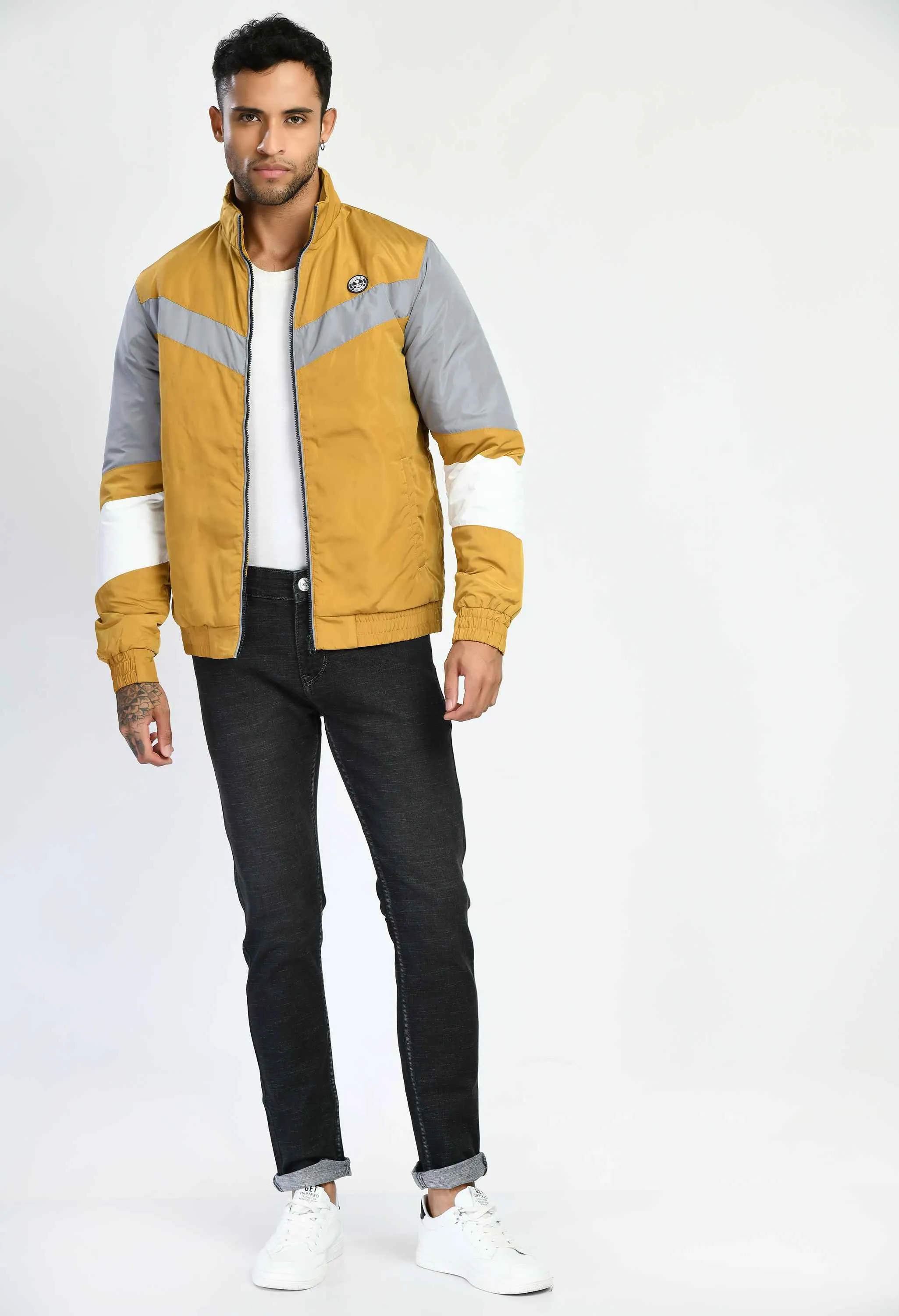 Mustard Quilted Bomber Jacket