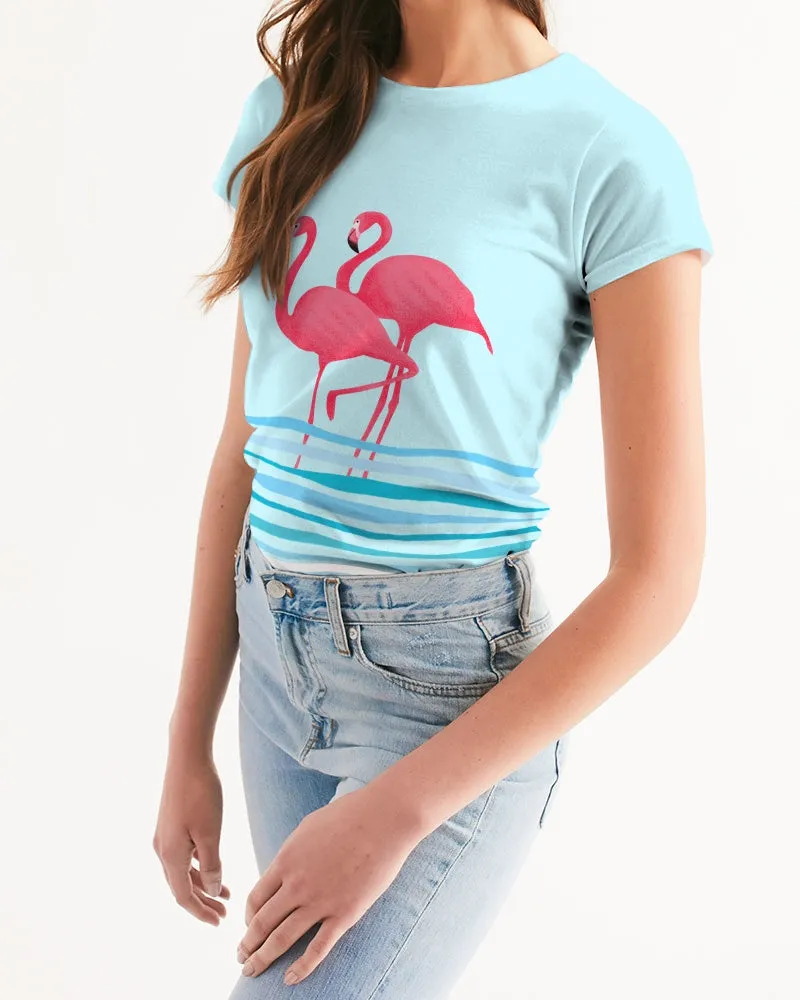 Ocean Blue Flamingos Women's Tee