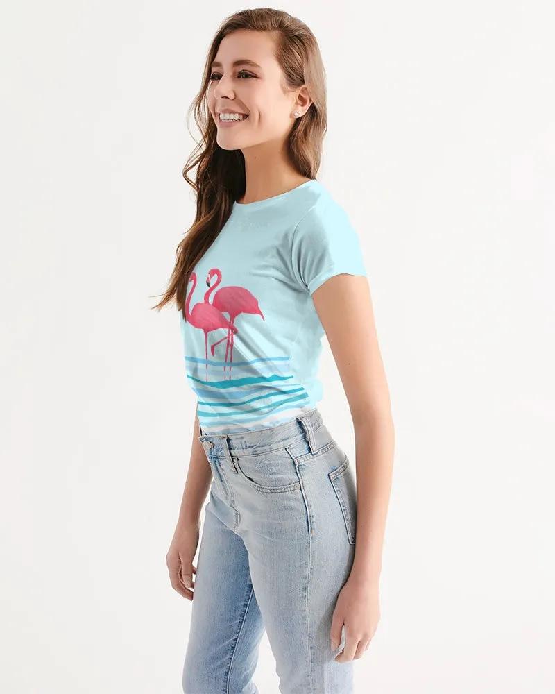 Ocean Blue Flamingos Women's Tee