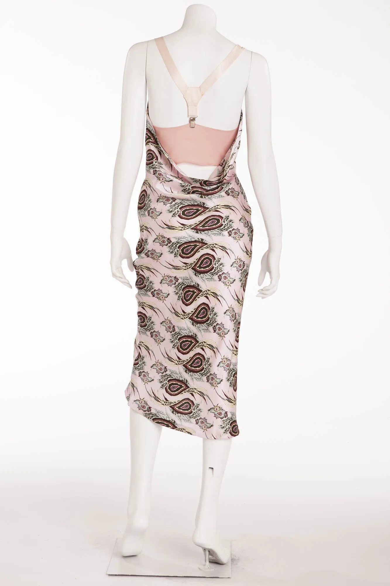 Original Alexander McQueen - Pink Peacock Print Halter Dress - IT 40