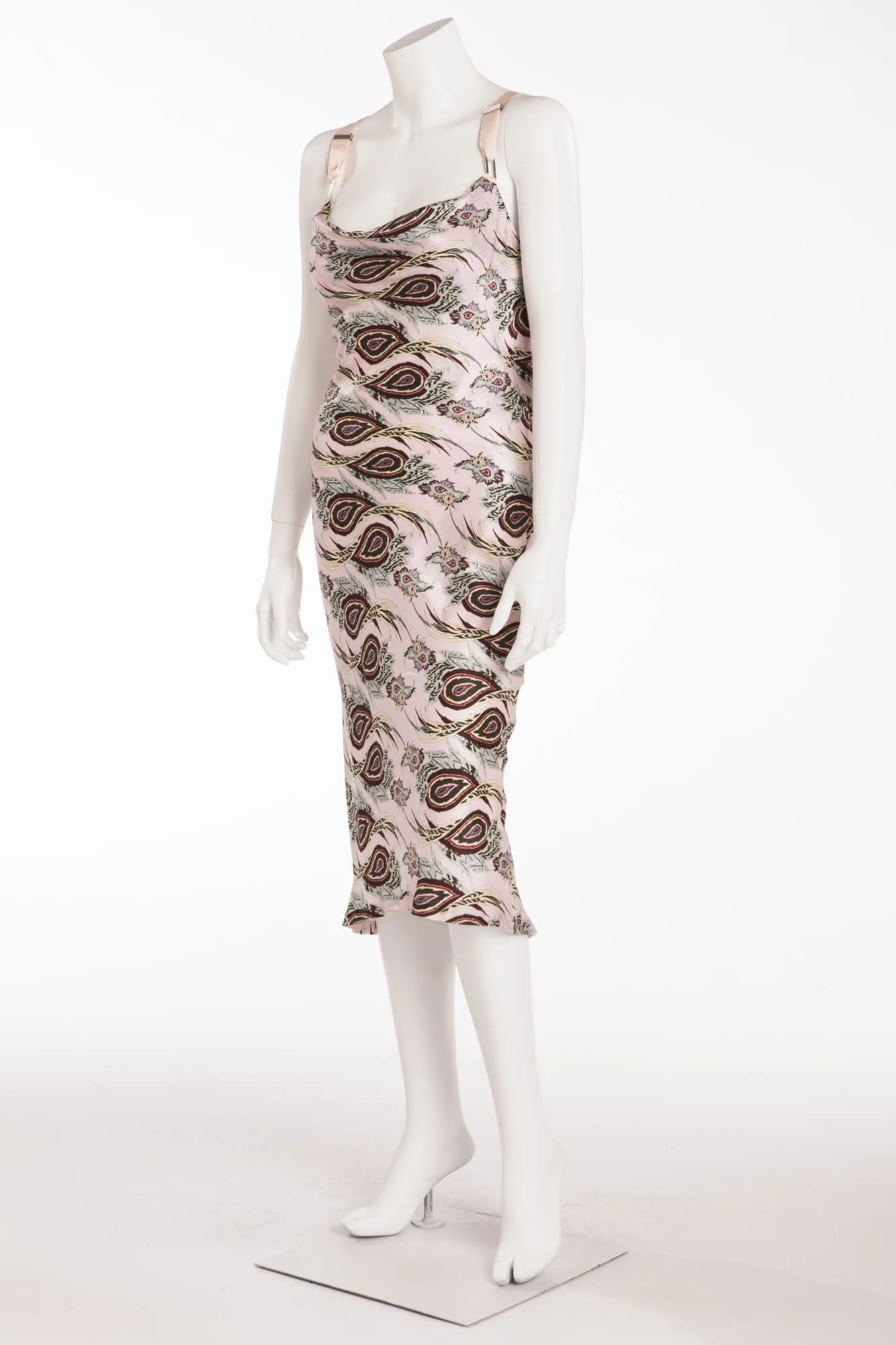 Original Alexander McQueen - Pink Peacock Print Halter Dress - IT 40