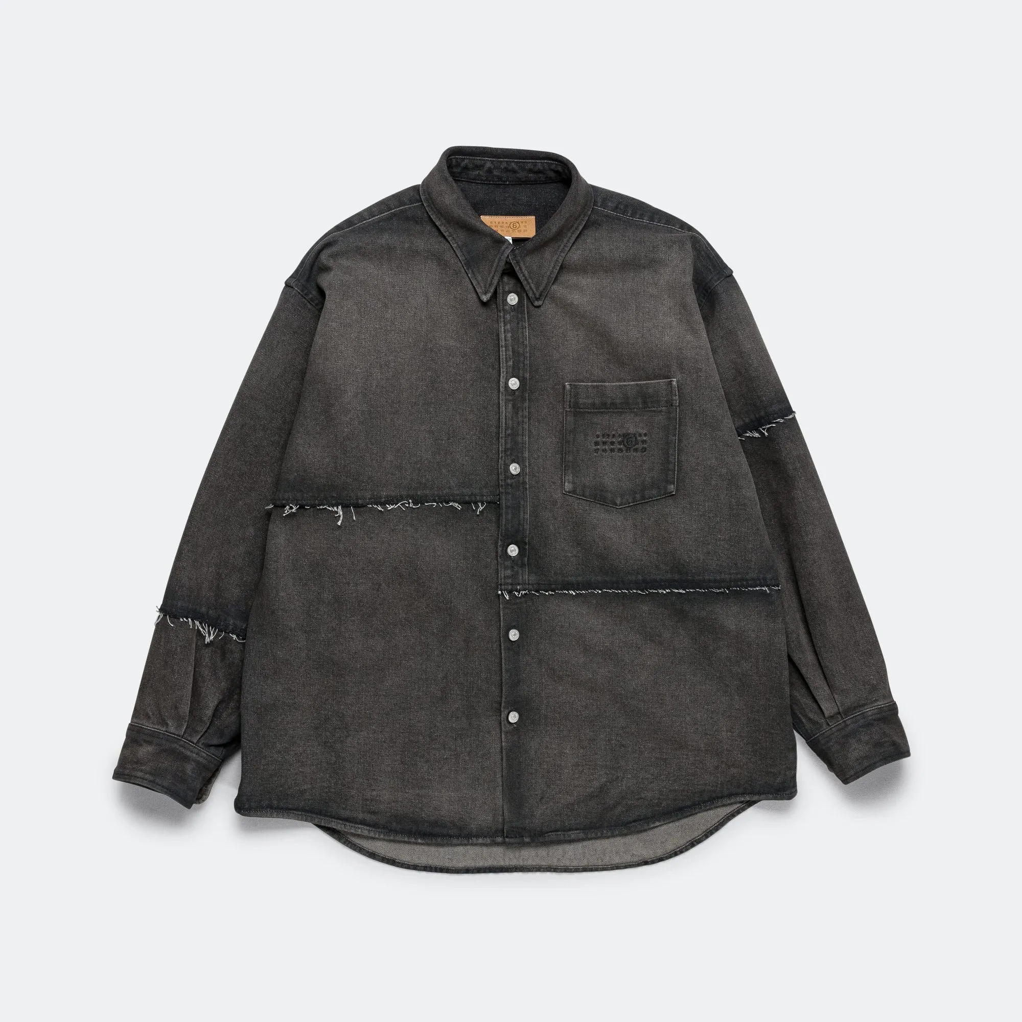 Panelled Long Sleeve Denim Shirt - Wolf Grey