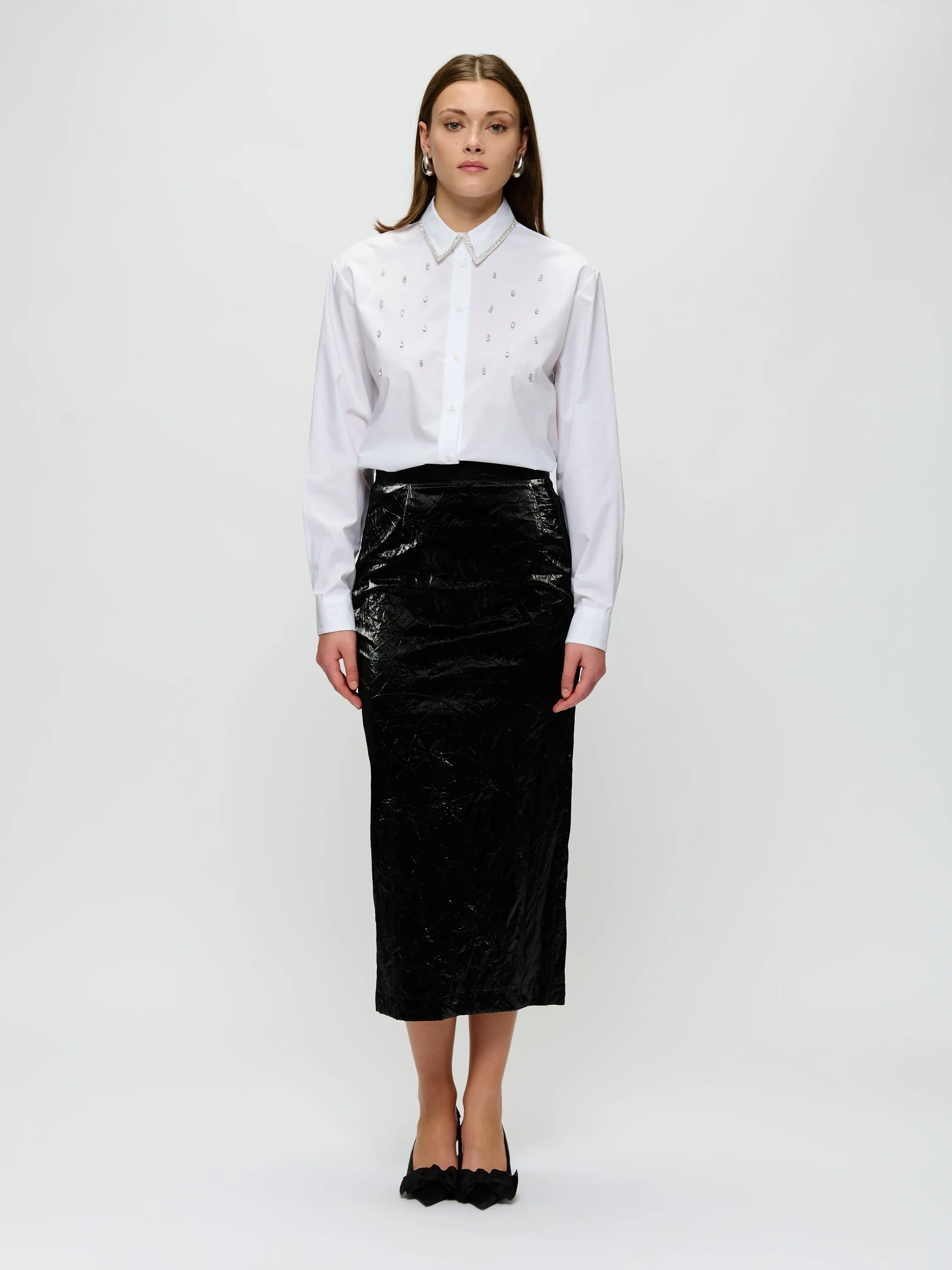 Patent Midi Skirt