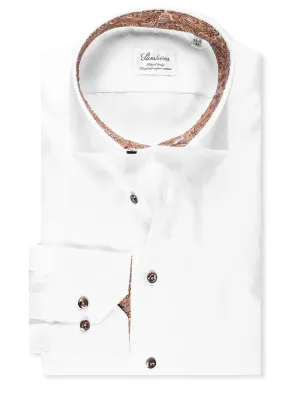 Plain Shirt With Paisley Contrast White