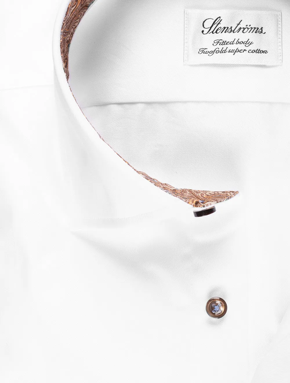 Plain Shirt With Paisley Contrast White